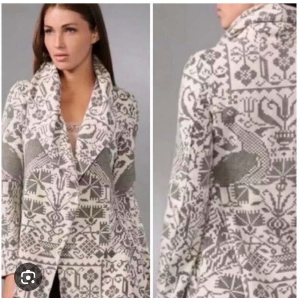 FP Free‎ People Geometric Black Cream Peacock Blazer Jacket Large